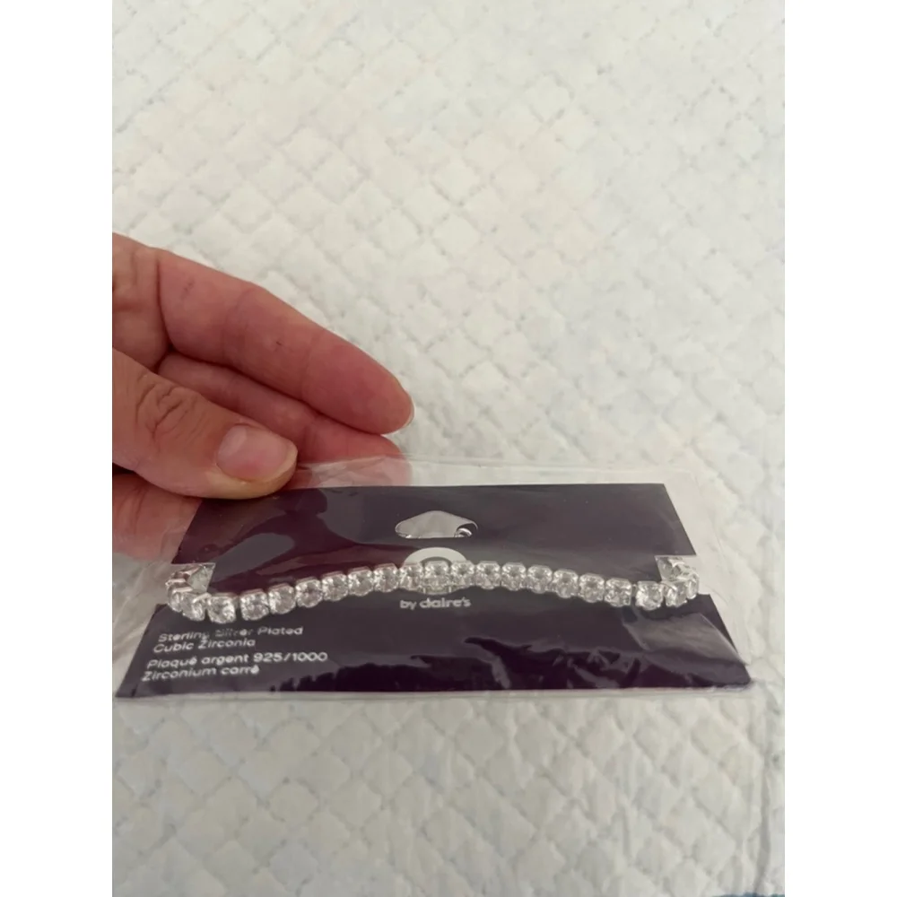 LUXE by Claire’s Silver Plated Cubic Zirconia Tennis Bracelet